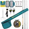 SF Combinazione Canna da Pesca a Mosca 5WT 9FT Verde Smeraldo 24T Canna in Carbonio Con Mulinello, Custodia, Scatola per Mosche Con Mosche, Terminale Conico, Strumenti per Legare i Nodi