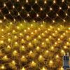 Meision Rete luminosa per esterni, 1,5 x 1,5 m, 100 LED, catena luminosa interna con timer + spina a 9 modalità + funzione di memoria, IP44 espandibile in rete per balcone, cespugli, giardino, bianco