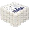 Horeca Candles - 200 Lumini Tealight Candele Bianche - Durata 8 ore - Inodore, Non Profumate - Set da 200 Pezzi Tè Luci - Bicchiere di Plastica Trasparente