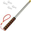 Qiuboluny 3 Meter Telescopico Hand Flag Poles con Clips Portable Flag Pole Luce Retractable Tour Guide In Acciaio Inox Banner Flag Pole Pointer per l'insegnante con maniglia antiscivolo (oro)
