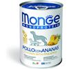 MONGE 400 g Monge Monoprotein Alimento Completo Monoproteico Cibo Umido Paté con Frutta per Cani Adulti con Pollo e Ananas Grain e Gluten Free