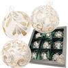 Krebs Glas Lauscha - Decorazione natalizia/decorazioni per albero di Natale in vetro - Palline per albero di Natale con occhiello - Colore: oro, argento - Contenuto: 9 pezzi - Dimensioni: circa 8 cm