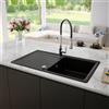 evineo line 350 lavello da cucina con ripiano laterale La: 86 P: 50 cm, ELD100BL, line 350 nero opaco [Lavelli da Cucina > per Base Sottolavello a partire da 50 cm]