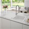 evineo line 350 lavello da cucina con ripiano laterale La: 86 P: 50 cm, ELD100WE, line 350 bianco [Lavelli da Cucina > per Base Sottolavello a partire da 50 cm]