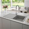 evineo line 350 lavello da cucina con ripiano laterale La: 86 P: 50 cm, ELD100GR, line 350 grigio [Lavelli da Cucina > per Base Sottolavello a partire da 50 cm]