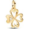 PANDORA ME Medaglione a forma di trifoglio placcato in oro 14k con zirconi cubici trasparenti
