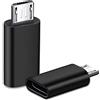 iJiZuo Adattatore Micro USB a USB C [2 Pezzi], Micro USB (Maschio) a USB C (Femmina) Adattatore Trasferimento Dati, per Galaxy S7/S7 Edge/S6/J7, LG G4, Hua wei P10/ P9 Lite-Nero