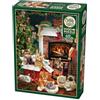 Cobble Hill Puzzle Company Ltd. - Puzzle da 1000 pezzi, motivo: gattini natalizi, poster incluso, deluxe