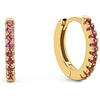 SINGULARU - Orecchini Cerchio Raspberry. Argento Sterling con Placcatura Oro 18Kt e Zirconi. Chiusura Congo/Click. Gioielli da Donna