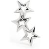 SINGULARU - Orecchino Singolo 3 Stelle. Argento Sterling con Finitura in Rodio. Chiusura a Pressione. Gioielli per Donna