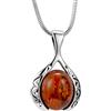 Copal Collana Da Donna Con Pendente In Ambra Argento 925 Lunghezza Regolabile