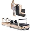 VEVOR Riformatore Pilates Pieghevole, Macchina per Allenamento in Legno per Palestra Domestica, Letto con Doppia Resistenza, Molle e Corda, Set Riformatore con Seduta, 2380x680x570 mm