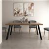 Parama Tavolo rettangolare 180x90cm top in MDF 50mm rovere scuro e gambe in acciaio nero | Finn