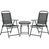 Outsunny Set da Giardino 3 Pezzi con 2 Sedie 53.5x64x93 cm e Tavolino da Caffè Ø45x50 cm, in Metallo, Grigio Scuro | Aosom Italy