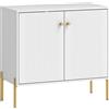 HOMCOM Madia Moderna 2 Ante, Ripiani Regolabili, Piano Effetto Marmo, Gambe in Acciaio 80 x 39,1 x 76 cm, Bianco | Aosom Italy