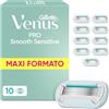 Gillette Venus Deluxe Smooth Sensitive - Ricariche di ricambio per rasoio da donna, confezione da 10 ricariche, 5 lame per una rasatura liscia più a lungo