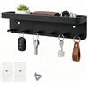 Flearitzo Portachiavi da Parete in Acciaio Inox con Ripiano Appendichiavi Senza Fori Organizer da Muro Salvaspazio 6 Ganci per Chiavi e Oggetti Ideale per Ingresso Corridoio Cucina Soggiorno 24,5×5,8 cm