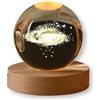TENET Sfera di Cristallo 3D con Base in Legno, Lampada LED da Notte, Decorativa Illuminazione d'Atmosfera (GALASSIA)