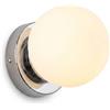 B·LED BARCELONA LED BARCELONA LED Applique da Parete Sfera Vetro AVA IP44 E27, Lampada Parete Globo in Vetro Opale, Illuminazione Bagno e Interni Design Classico Moderno Cromato Decorativo Parete Soffitto