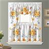 GOHD GOLDEN OCEAN HOME DECOR GOHD - Set di 3 tende da cucina in stile fattoriale e bar, spazzolate a mano, motivo girasole e farfalla, su tessuto di raso spesso (set con festone e ripiani da 61 cm)