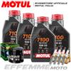 Motul + Hiflo + Ngk Tagliando DUCATI 1200 Diavel 2011 2012 2013 (4 7100 15W50, Filtro olio, Candele)