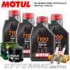 Motul + Hiflo + Ngk Tagliando DUCATI Monster 821 2015 2016 2017 (4 7100 15W50, Filtro olio, Candele)