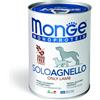 MONGE 400 g Monge Monoprotein Alimento Completo Monoproteico Cibo Umido Paté per Cani Adulti con Solo Agnello Grain Free e Gluten Free