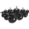 hjh OFFICE 729400 Ruote per sedie da ufficio ROLO SKATE Nero 5 x ruote per pavimenti duri 11 mm x 75 mm con freno di bloccaggio