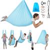 VEVOR Amaca per Yoga Aerea, Capacità di Carico 136,07 kg, Altalena per Yoga con Tessuto in Nylon, Corda a Margherita e Borsa con Cerniera in PE, Altalena da Ginnastica a Doppia Funzione Blu