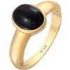 Kuzzoi Anello con sigillo da uomo con pietra di onice nero, in argento sterling 925 placcato oro, anello in argento con pietra preziosa lucidata, anello dorato per uomini di misura 60-66, 0611530221,