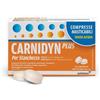 ALFASIGMA SpA Carnidyn Plus Integratore Alimentare a base di Sali minerali, Carnitina, vitamine, per Stanchezza Mentale e Fisica, utile in caso di spossatezza, 18 Compresse Masticabili Senza Acqua da 3g, Gusto Agrumi