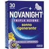 OPELLA HEALTHCARE ITALY Srl NOVANIGHT Tripla Azione Sonno Rigenerante, Integratore Alimentare con Melissa e Melatonina per Dormire, Senza Glutine, 30 Compresse, Non Induce Dipendenza