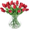 JUSTOYOU Tulipani in Lattice, Effetto Realistico, Fiori Artificiali per Bouquet di Nozze, Dark Red, 20 Pezzi