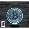 SUPERRUIDALONG 3D Bitcoin Telecomando 16 Colori Luci Notturne Illusione Acrilico LED Lampada da Tavolo Comodino Camera da Letto Scrivania Decorazione Regalo di Compleanno Giocattolo per Bambini