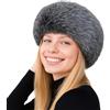 Pinkgarden Fascia per capelli da donna in pelliccia sintetica scalda-orecchie invernale con fodera elastica in morbido pile, elegante cappello in pelliccia sintetica per il freddo