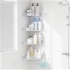 Sotfamily 4 pezzi Mensola Doccia Angolare - Non Necessita di Trapano, Rimovibile - Può Contenere Sapone, Shampoo e Detergente Per il Viso - Mensole Bagno Autoadesiva con 6 Adesivi, Gelato Chiaro