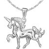 CLEVER SCHMUCK Set collana in argento con unicorno, 19 x 15 mm, semplice su entrambi i lati, forma e catena Singapore, 45 cm, in argento Sterling 925, con custodia rosa, Argento sterling