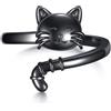 YAFEINI Anello a forma di gatto in argento Sterling nero, regolabile, regalo per donne e donne