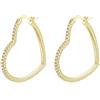 GAVU Orecchini Cerchio Donna Cuore Grande, Orecchini Donna Argento 925 Placcato Oro 14k con Zirconia Cubica