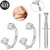 CIZME Piercing in titanio a ferro di cavallo, 18 g, 8 mm, con zirconi da 3 mm, oro argento, per naso, orecchio e helix, daith lobo trago nostril, Titanio