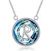 Eusense Ciondolo Lettera Argento 925 Collana di Cristallo Rotonda Blu Collana Iniziale da Donna per La Sua Fidanzata Festa della Mamma Anniversario Natale San Valentino Regali di Compleanno