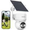GNCC Telecamera WiFi Esterno Senza Fili con Pannello Solare, 2MP Videocamera Sorveglianza Esterno a Batteria 5200mAh, Rilevamento PIR/Umano, 360° PTZ, Visione Notturna a Colori, Audio Bidirezionale