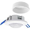 Kryolithm Rilevatore di movimento per soffitto interno, installazione a incasso e a superficie, sensore di presenza con tempo regolabile da 10s a 10min, portata 6m/360° sensore a infrarossi, sensibilità alla
