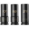 RYOBI Set di 3 prese RYOBI per auto - 1/2 quadro - 17 mm / 19 mm / 21 mm - RHDIS3PC