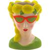 Dekohelden24 Vaso decorativo da donna in ceramica con motivo limone, vaso da donna, con decorazione limone, in ceramica colorata, L/L/L/B/H 12 x 12 x 17 cm