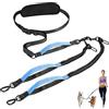 Tivray Guinzaglio per Cani a Mani Libere, 6,9ft Guinzaglio a Vita per 2 Cani, Doppio Guinzaglio Regolabile con Cintura Staccabile, Maniglie, Bungee Ammortizzante per Passeggiate,Jogging, Nero+Blu