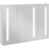 kleankin Armadietto con Specchio con Ripiani Regolabili e Luci LED a 3 Colori, in MDF e Vetro, 90x15x70 cm, Bianco