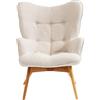 Kare Design Poltrona Vicky, Crema Ecruy, 92X59X63 cm, Altezza Seduta 43 cm, Poltrona Classica con Piedi in Legno Massello di Faggio, Design Retró, Soggiorno, Cameretta, Stanza da Letto