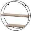 AKTIVE Max Home Scaffale da parete, Ø40x10 cm, Massimo 4 kg, 2 ripiani in legno, Rotondo, Struttura in metallo nero, Design decorativo moderno, Per soggiorno, Camera da letto, Ufficio (18462)