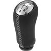 TUCKBOLD Pomello del Cambio Manuale a 5 Velocità per Renault Clio III | Leva del Cambio del Cambio Marce Cromata Argento con Cuciture Bianche in Ecper Opelle 1 Pezzo